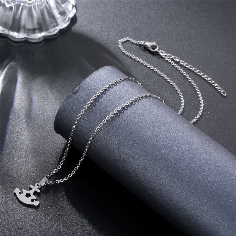 Titanium baja liontin wanita sederhana jangkar kapal stainless steel kalung ins Eropa dan Amerika fa