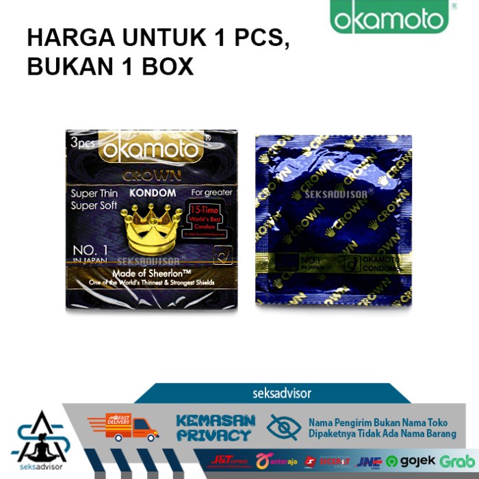 BAHAN BERKUALITAS TINGGI KONDOM OKAMOTO CROWN. CONDOM SUPER THIN SOFT TIPIS - 1 PCS TERBARU