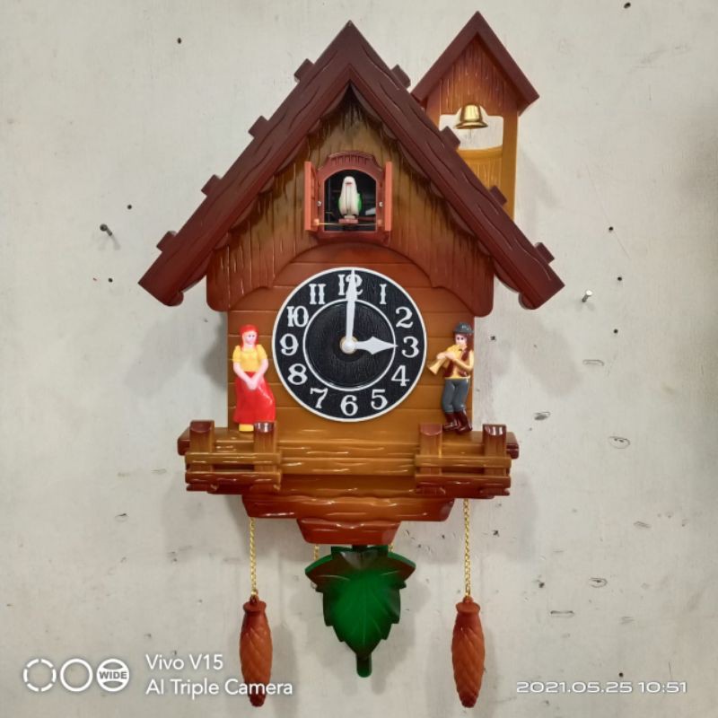 Jam Dinding Kikuk Burung Bunyi Perjam Bandulan Bergoyang Merk Esa