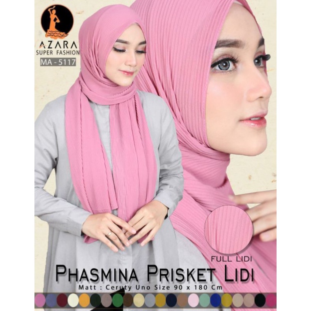 PASHMINA AZARA CERUTY PLISKET LIDI 180x80 FULL JAHIT TEPI