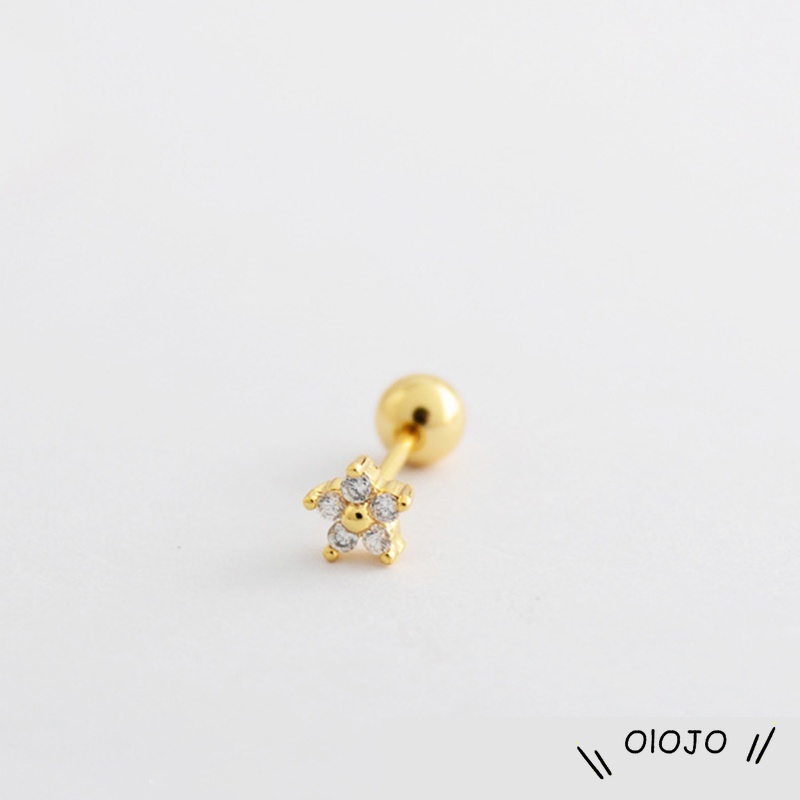 Fashion Sederhana Indah Bunga Bentuk Zirkon Tidak Ada Alergi Ear Studs Wanita Perhiasan Hadiah - ol