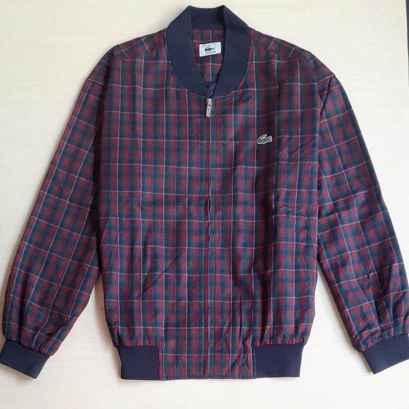 Jaket Lacoste tartan Bomber varsity original