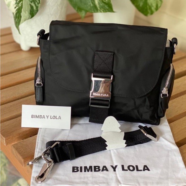 READY STOCK Bimba Y Lola tas selempang authentic parasut medium buckle black Silver hardware