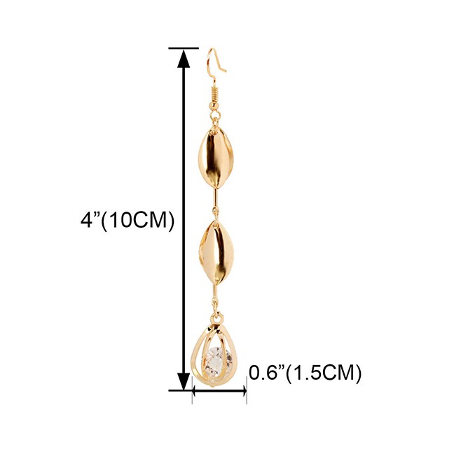 LRC Anting Gantung Fashion Round Alloy Geometry Diamond-set Multi-layer Earrings K44419