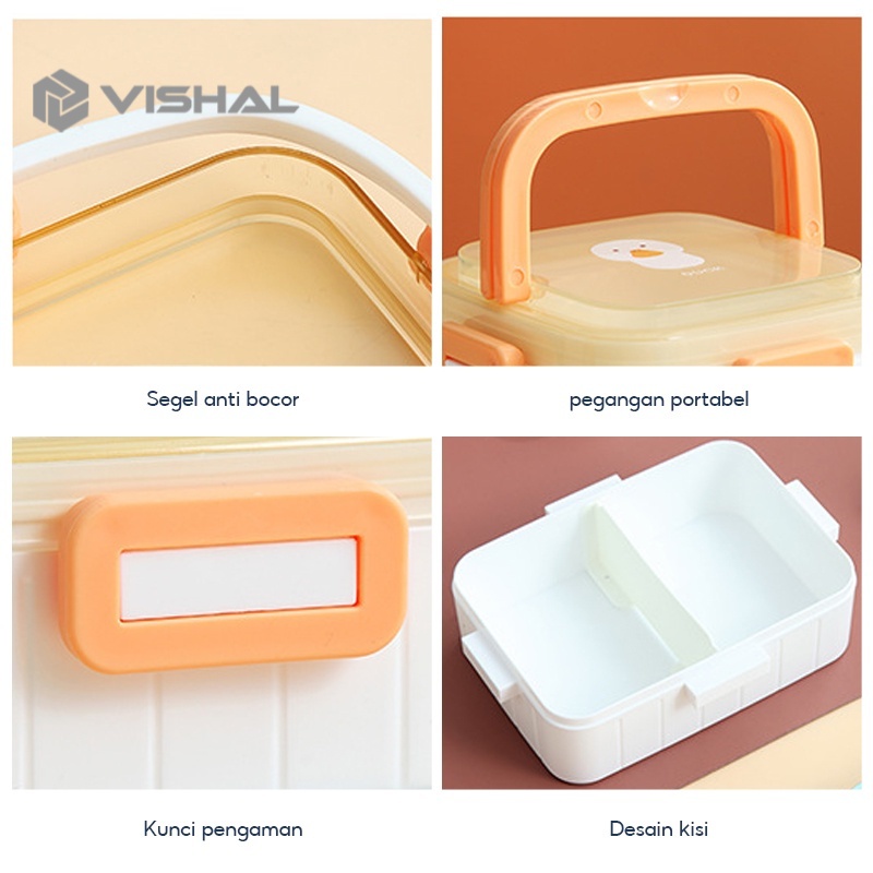 VISHAL Lunch Box PP Jerami Gandum With Karakter Kartun Kotak Bento BPA Free + Sendok