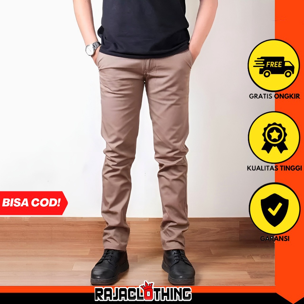 RCL - CELANA CHINO MOCCA ORIGINAL PREMIUM PRIA SLIM FIT STRETCH CASUAL FORMAL CHINOS PREMIUM ( 27 s/d 34 S s/d XL )