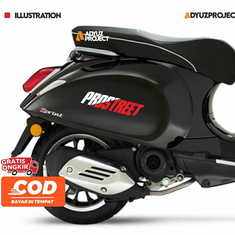 PROSTREET (SATU SET) Sticker Cutting Mobil Motor Vespa Scoopy Vino Vario Beat Mio N-max Aerox Matic