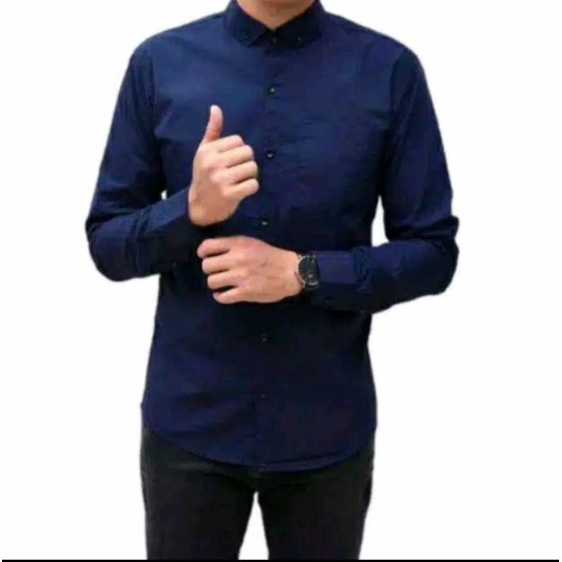 BAJU KEMEJA PRIA HEM COWOK HEM LENGAN PANJANG PRIA DEWASA POLOS