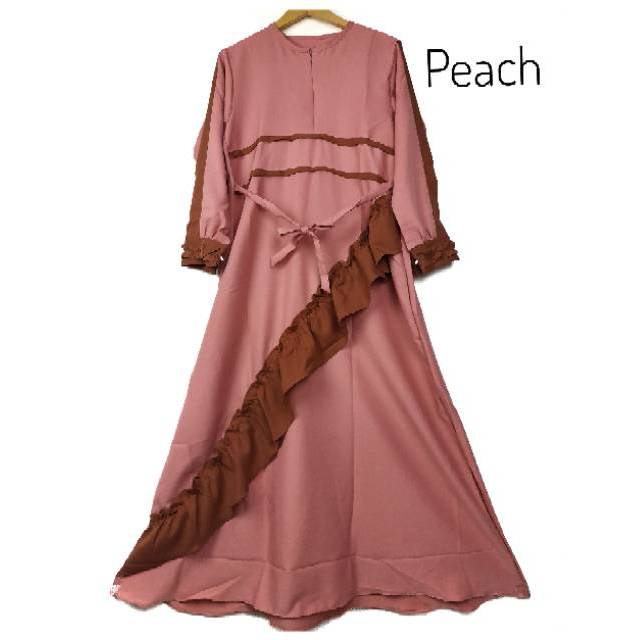 gamis wollycrepe polos diagonal pitaloka baju wanita busana remaja muslim syari