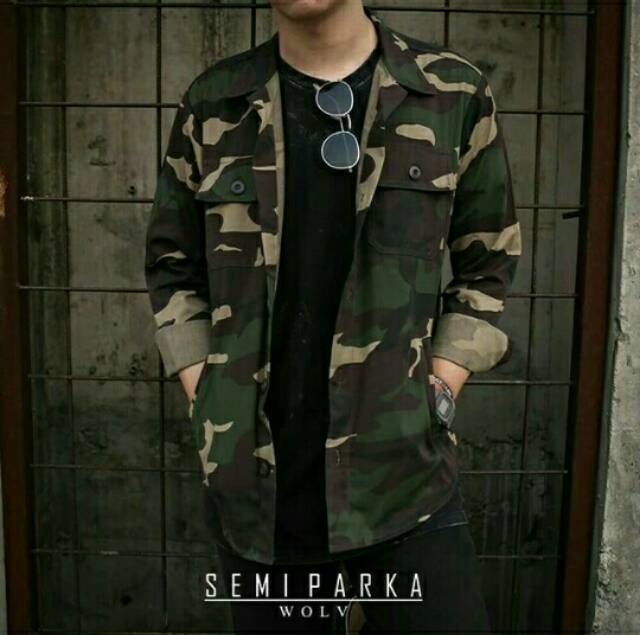 Jaket Semi Parka Camo Pria