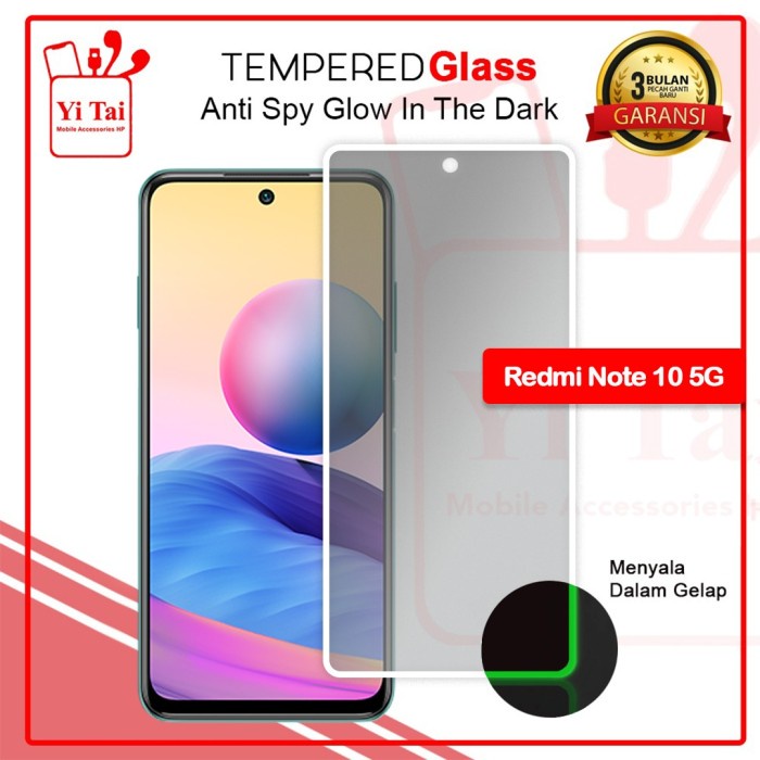 YI TAI - Glow In The Dark Tempered Glass Spy Xiaomi Redmi Note 10 4G 10S Note 10 Pro Note 10 5G