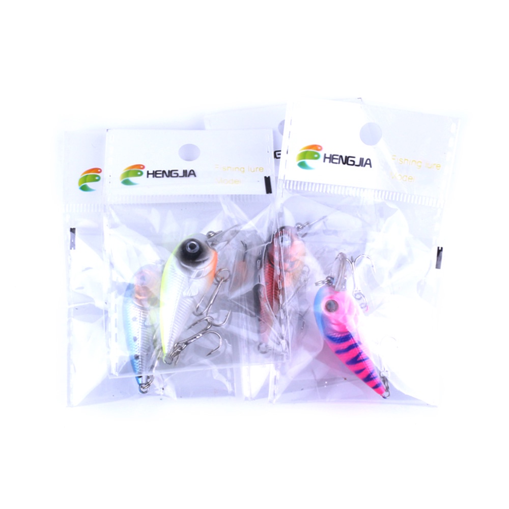 HENGJIA 4pcs Hard Wobbler Fishing Lure 5CM 5G Artificial Plastic Bait Bionic 3D Eyes Floating Crankbait Fish tackle