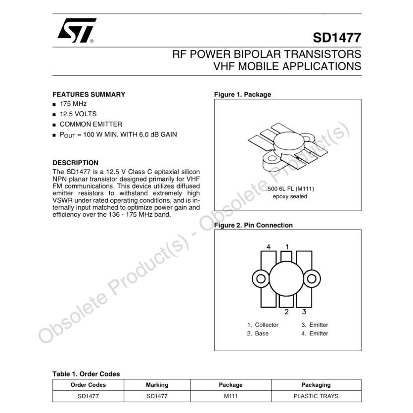 Transistor Sd1477 Rf Power Pemanncar Fm Vhf Tr Sd-1477 Automa88 Kualitas Baik
