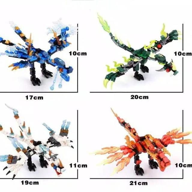 ✰➞ Lego Ninja Dragon Bricks Ninja Action Figures - Biru ★★ FMC