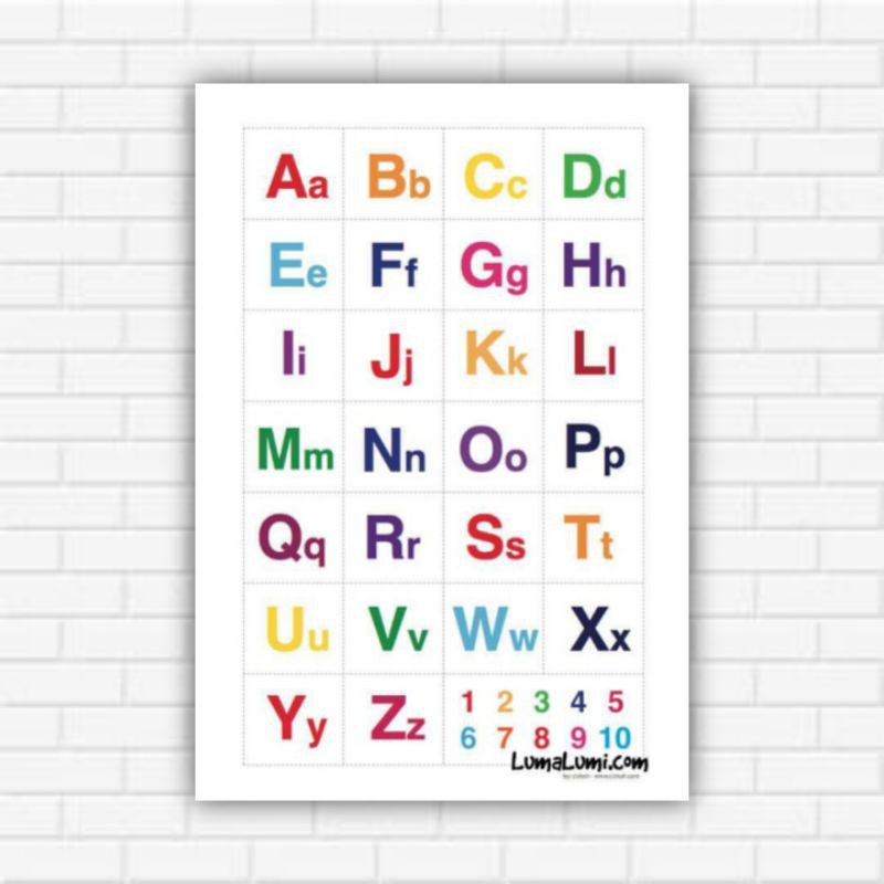 poster hiasan dinding huruf abjad.