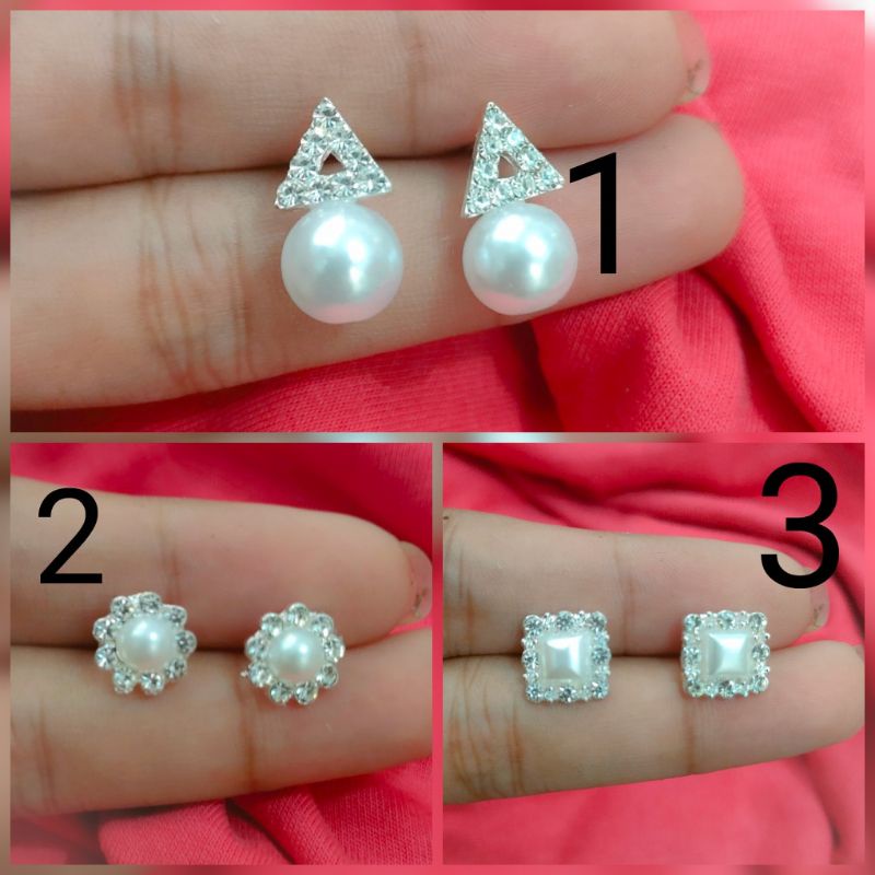 anting tusuk mutiara mix permata