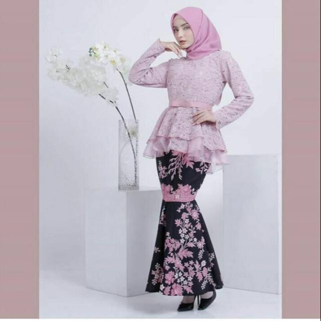 SETELAN BLOUSE BATIK MURAH SETELAN BATIK BROKAT WANITA MODERN