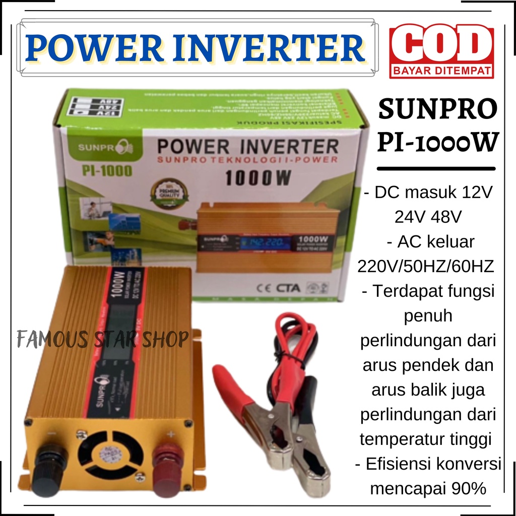 MURAH~Power Inverter Sunpro PI 1000 Watt Pl-10 / Power Inverter DC to AC 1000 Watt | FMS