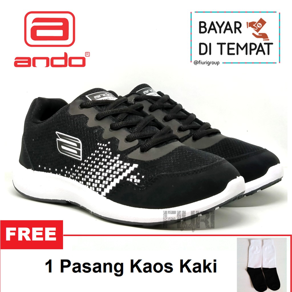 FIURI - ANDO ORIGINAL - BECK 39-43 HITAM PUTIH - SEPATU SNEAKERS SPORT KANVAS SOL KARET ANAK LAKI-LAKI - SEPATU KETS TRENDY PRIA DEWASA - SEPATU OLAHRAGA LARI FITNES SENAM KERJA KULIAH SEKOLAH SD SMP SMA BERTALI COWOK MURAH PROMO DISKON BONUS KAOS KAKI