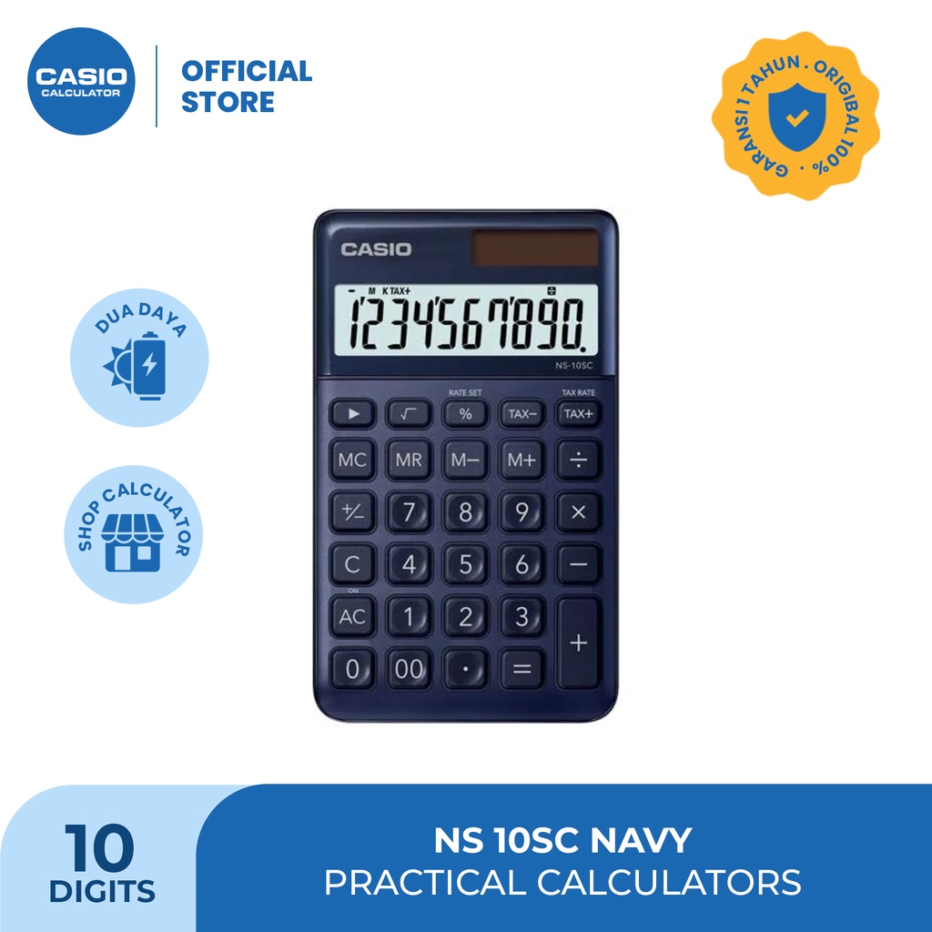 

CASIO NS-10SC - Navy - Kalkulator Kantor - Seri Stylish - Metalic - 10 digit