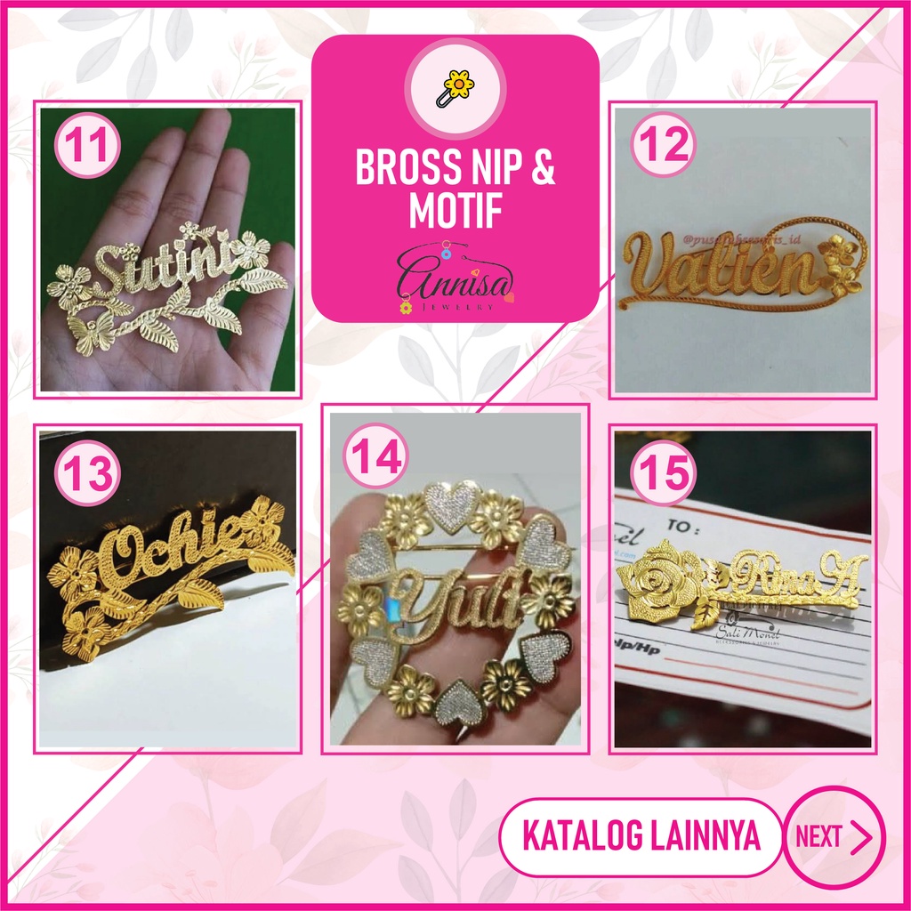 Bross Nip nama mawar gold /silver /titanium /besi putih /stainless steel