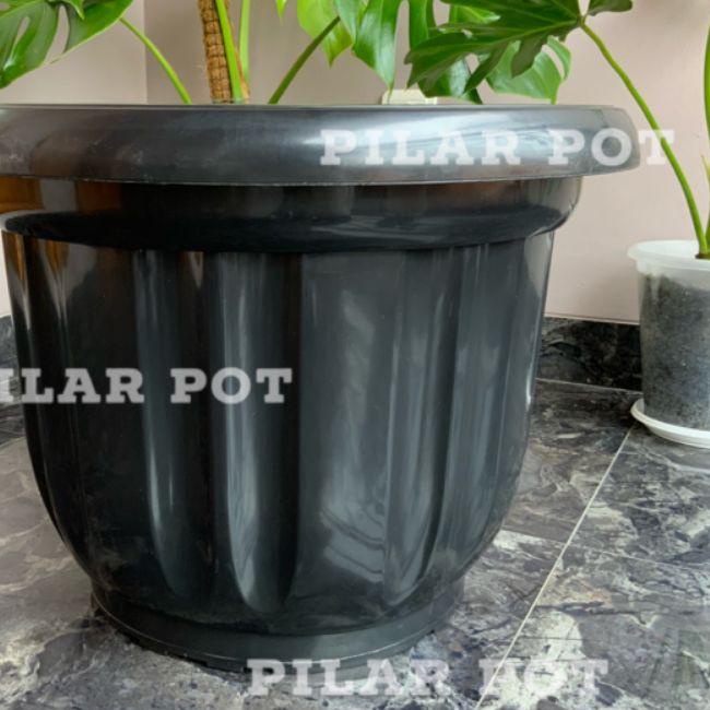 ➪ pot bunga tanaman plastik hitam 50cm - besar ☆