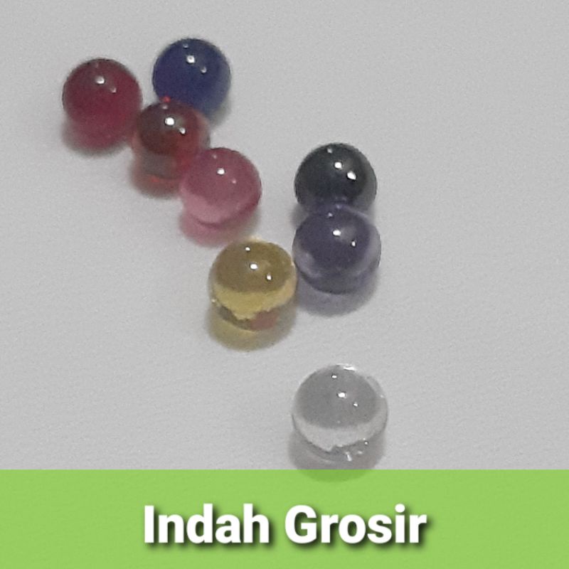 Koleksi Batu Bulet 5mm Varian Merah Kuning Biru dll