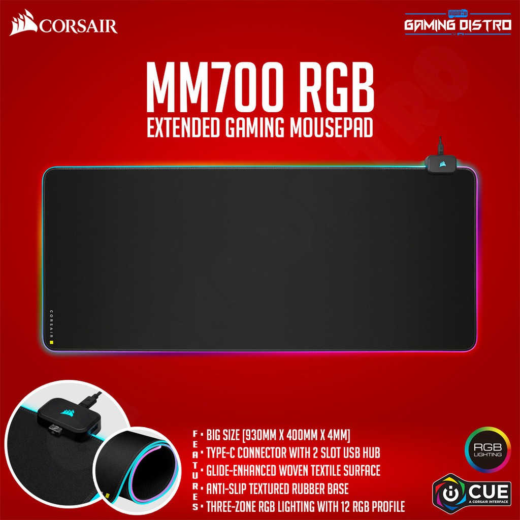 Mousepad Corsair MM700 Cloth RGB Extended - Corsair MM700 RGB