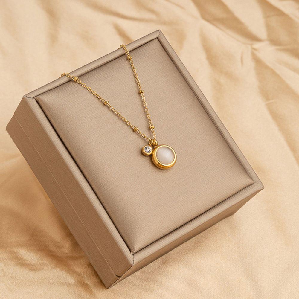 Mxbeauty Opal Kalung Trendi Hadiah Indah Perempuan Berlian Gadis Baja Titanium Wanita Rantai Klavikula