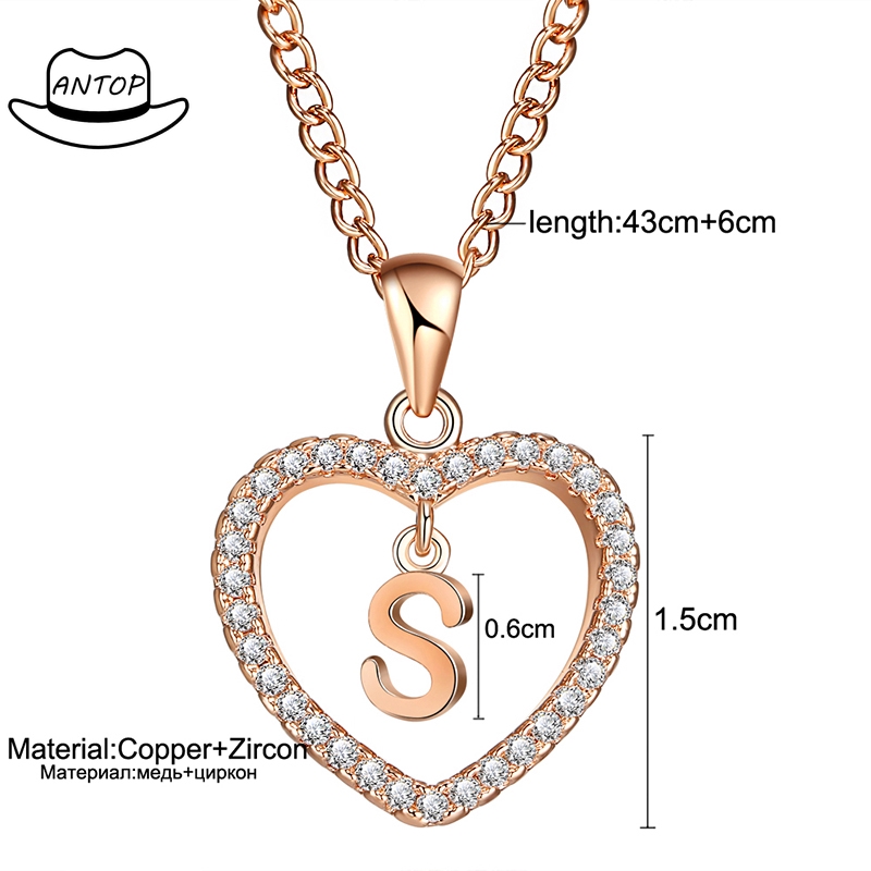 Antop！COD 26 Huruf Kalung Kristal Titanium Anti Karat 18K Alfabet Liontin Letter Necklace