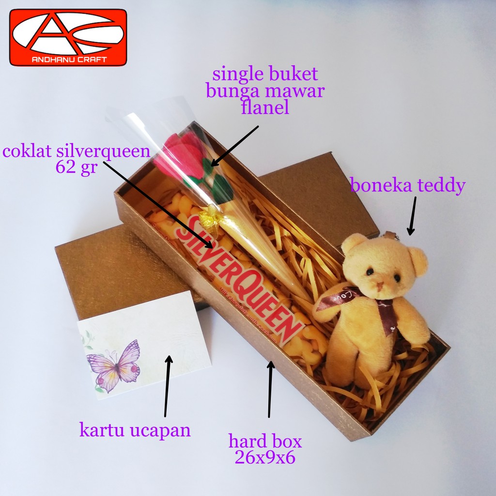 

buket box coklat & teddy mini