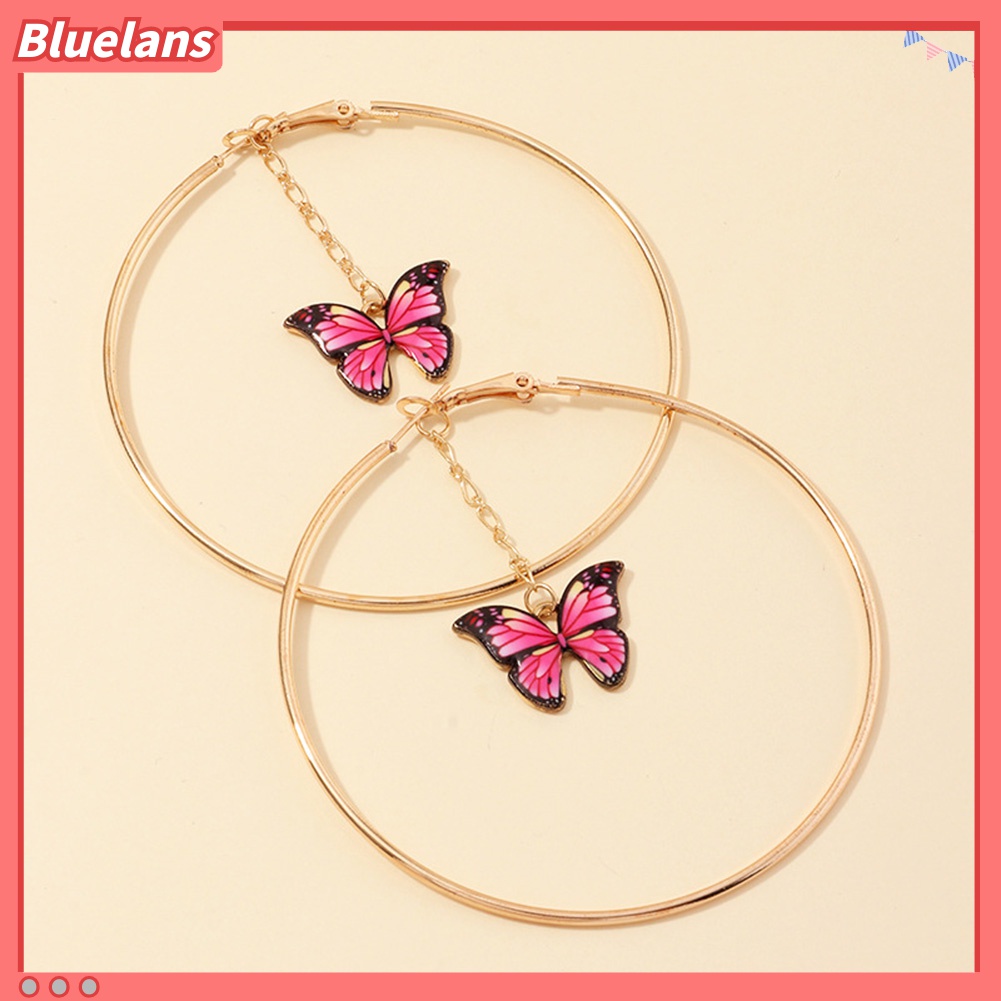 Anting Hoop Rantai Gantung Model Butterfly Besar Untuk Wanita