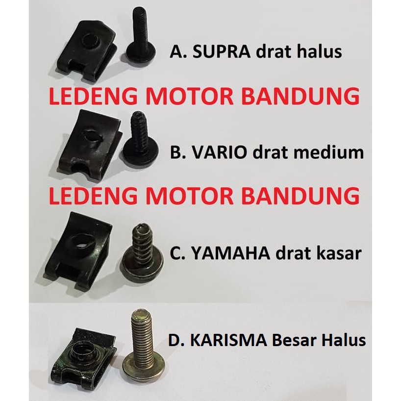 Baut Klip Bodi Motor M5 Yamaha Drat Kasar Honda Halus Klem Supra Vario Kleman