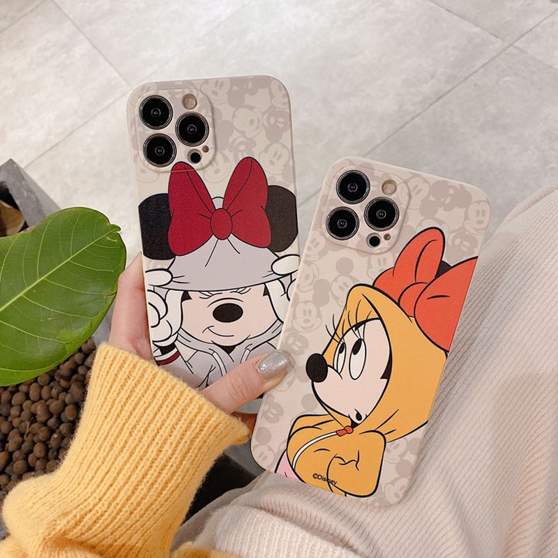 Soft Case Silikon Matte Motif Kartun mickey minnie Untuk iPhone 7 8 Plus X XR XS Max 11 12 13 Pro Max 7 + 8 +