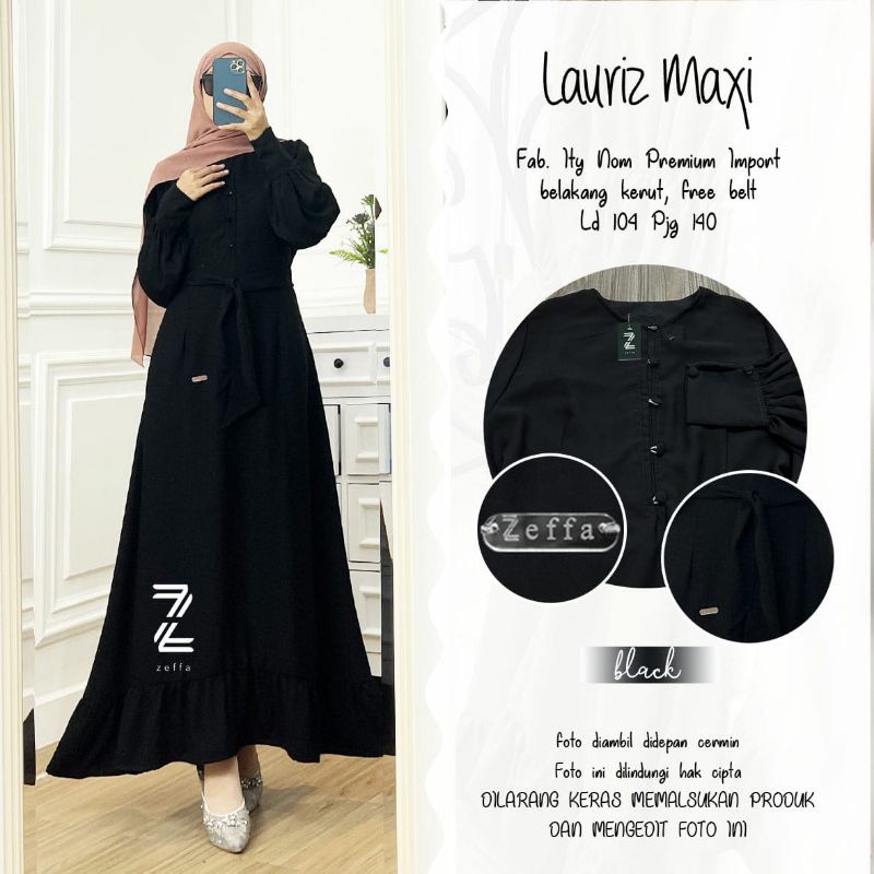 LAURIZ MAXY BY ZEFFA AFKA (DRESS MUSLIMAH) Maxi dress polos premium