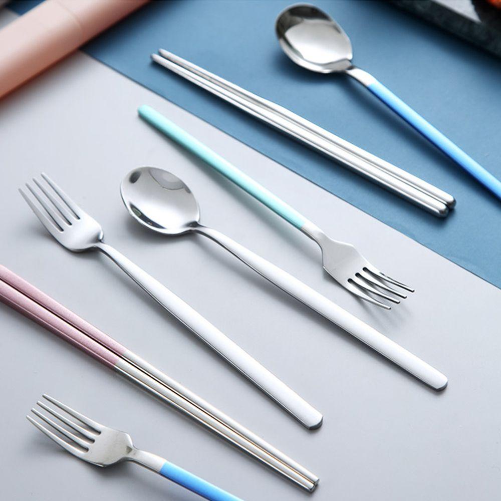 Preva Cutlery Set Camping Reusable Alat Makan Dengan Wadah Penyimpanan Sumpit Sendok Garpu Set