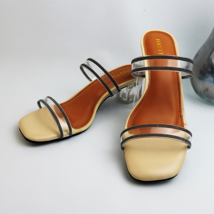 SANDAL WANITA HEELS KACA 5 CM JELLY - KIARA