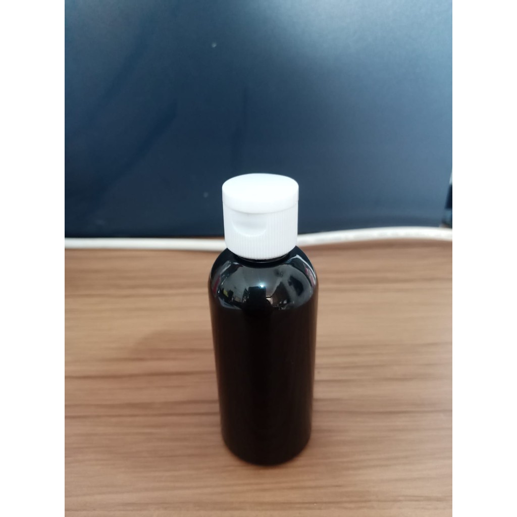 Botol Plastik PET 60ml BR Hitam Tutup Fliptop