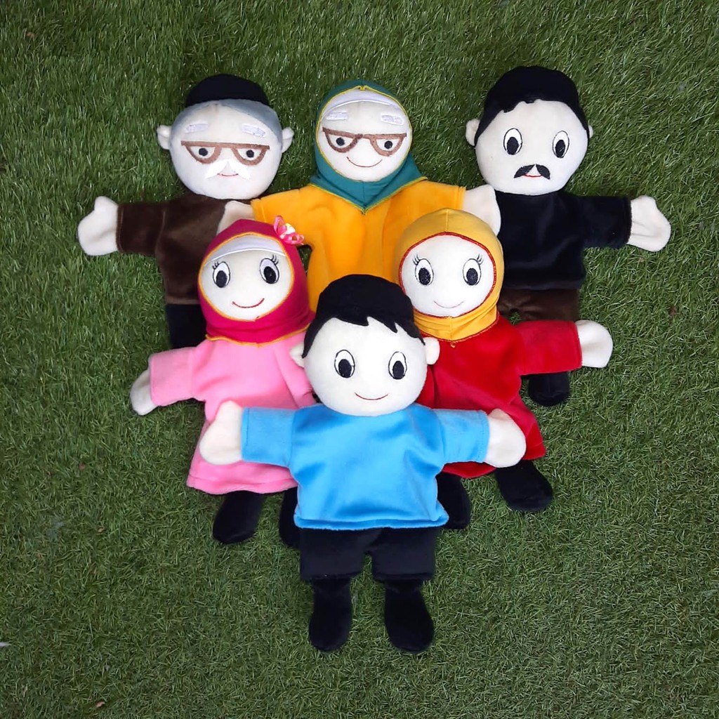 Boneka tangan  Edukasi Keluarga Family Muslim - Ayah, Ibu, Kakek, Nenek, Anak (ada kaki nya)