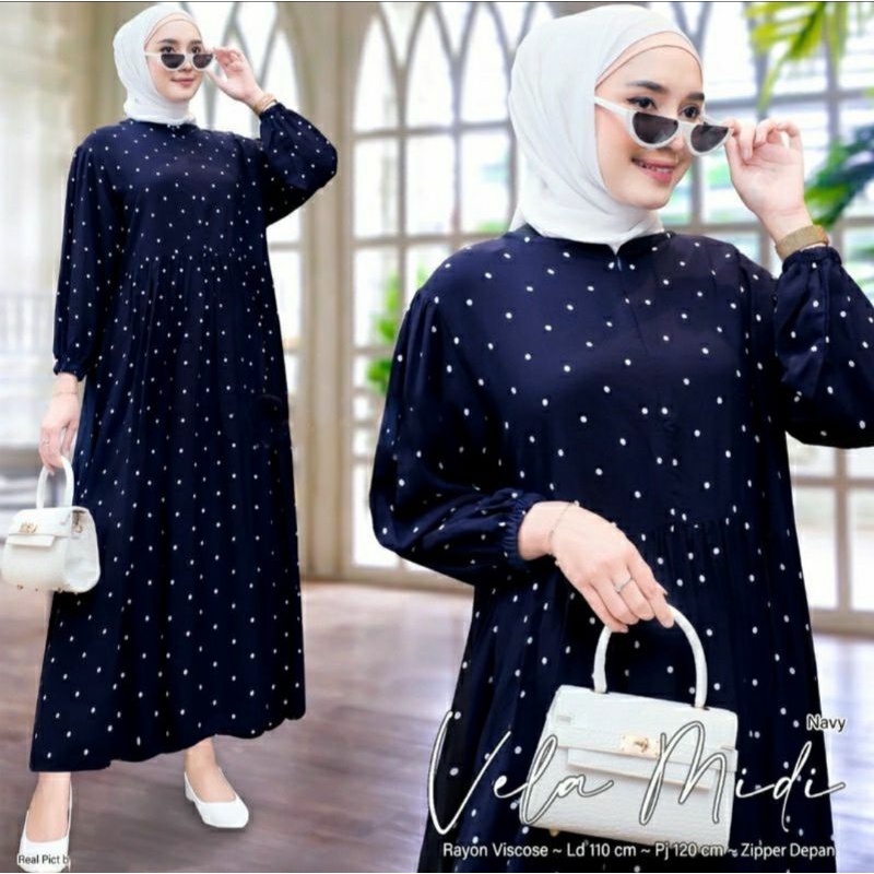 gamis polkadot terbaru terlaris