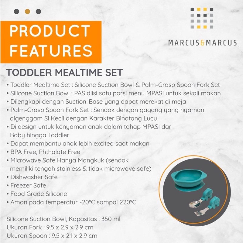 MARCUS &amp; MARCUS Toddler Mealtime Set - Perlengakpan Mpasi anak