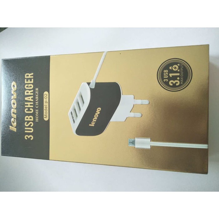 TC Charger Casan LENOVO ORI Original 100% 3USB 3A 3.1A P-02   Grosir