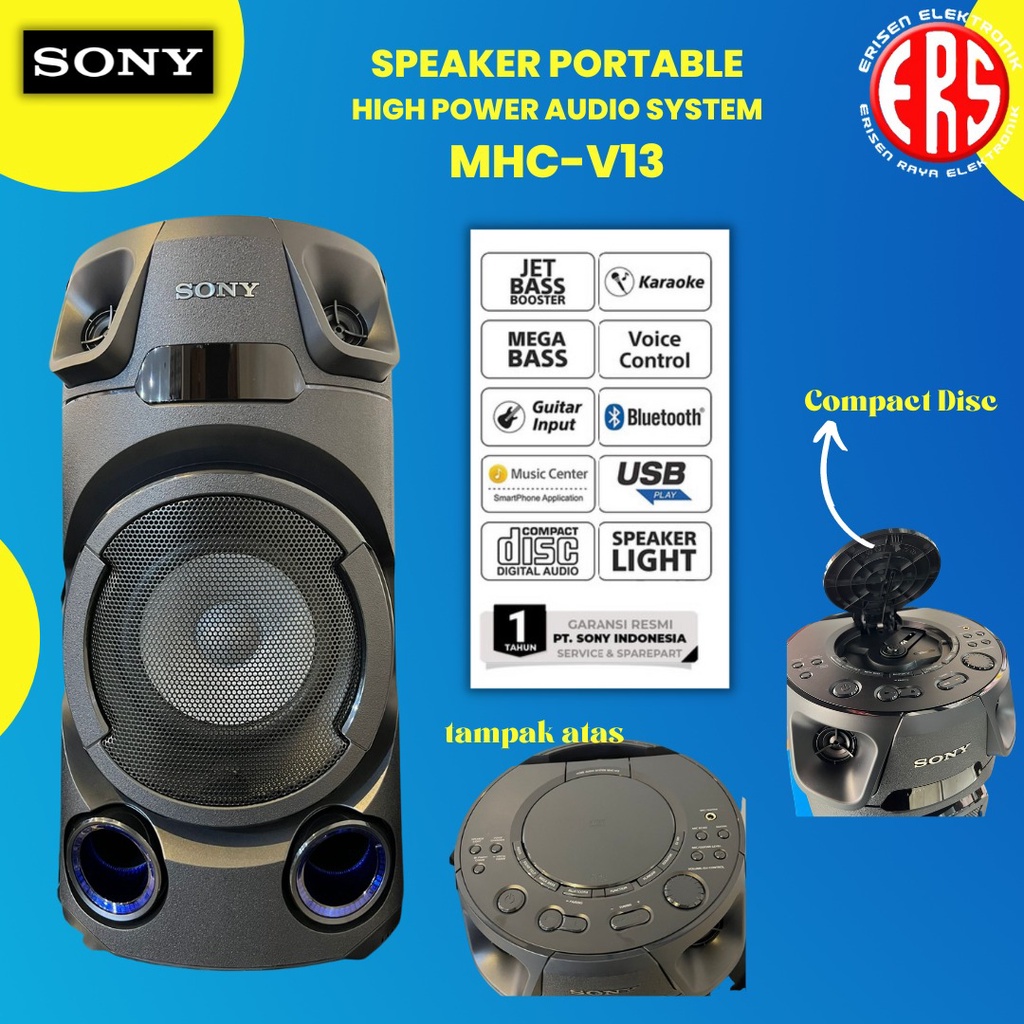 SONY MHC-V13 HIGH POWER BLUETOOTH AUDIO SYSTEM MHC-V13D MHCV13D MHCV13