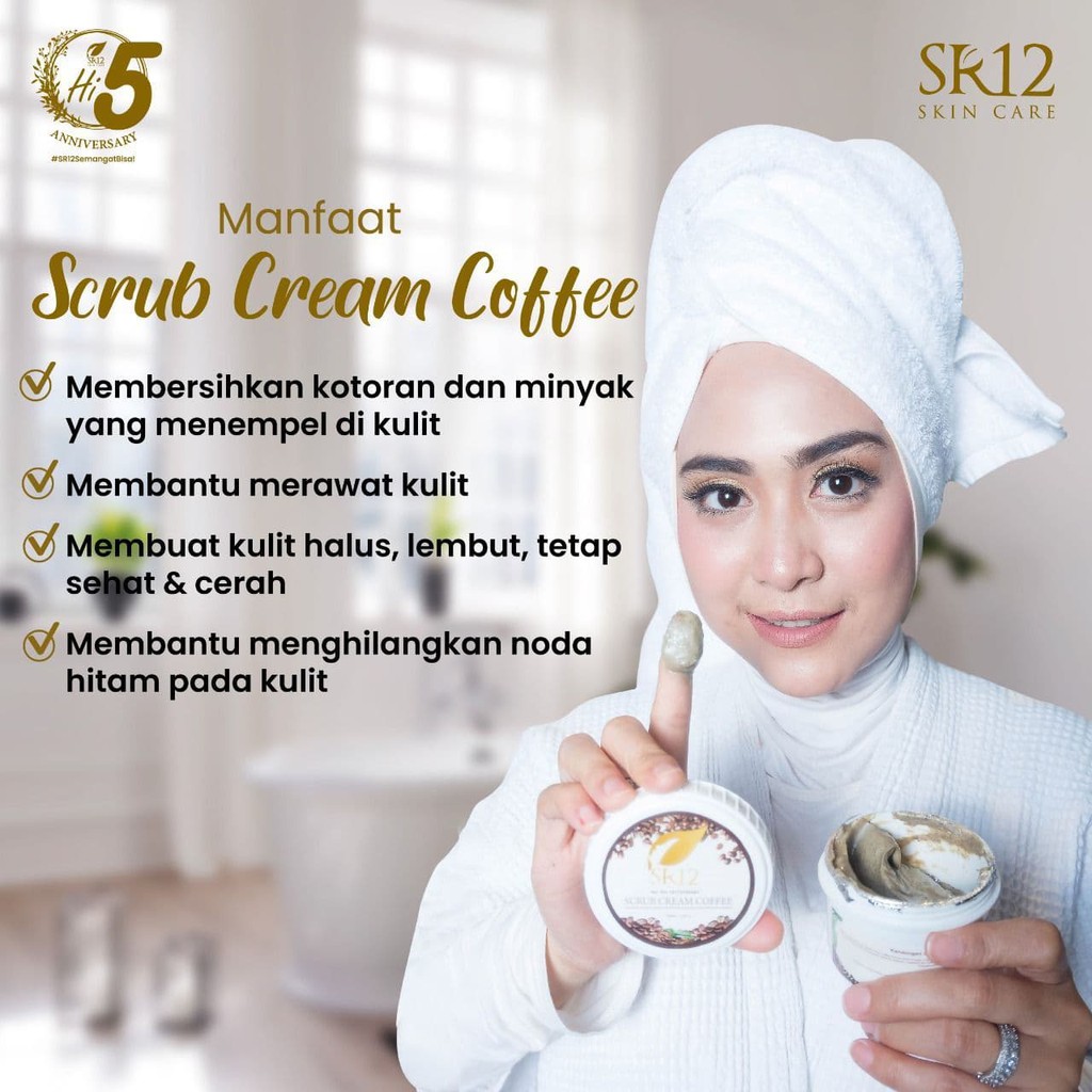 SR12 Scrub Cream Coffee Skincare Bpom Perawatan Kecantikan Kulit Lulur Scrub Mencerahkan Kulit Hitam