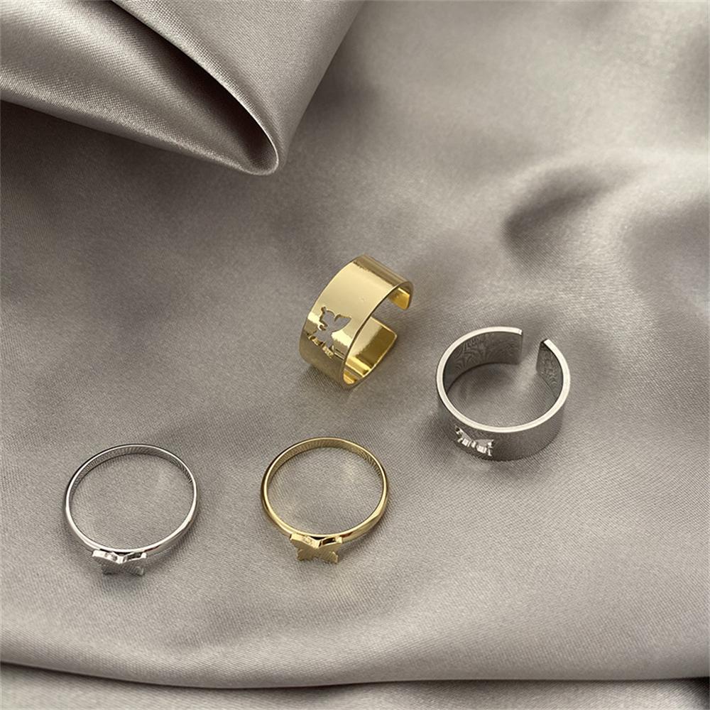 Nanas 2 Pcs Kupu-Kupu Cincin 2 Pcs Gadis Wanita Fashion Perhiasan Pernikahan Romantis Pasangan Ring