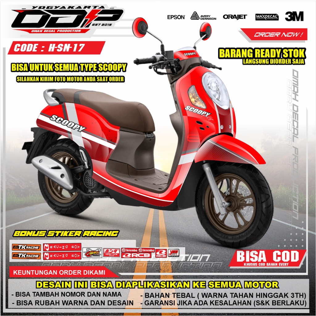 VARIASI aksesoris decal  ALL NEW honda scoopy full body dekal stiker striping honda scopy fi esp 202