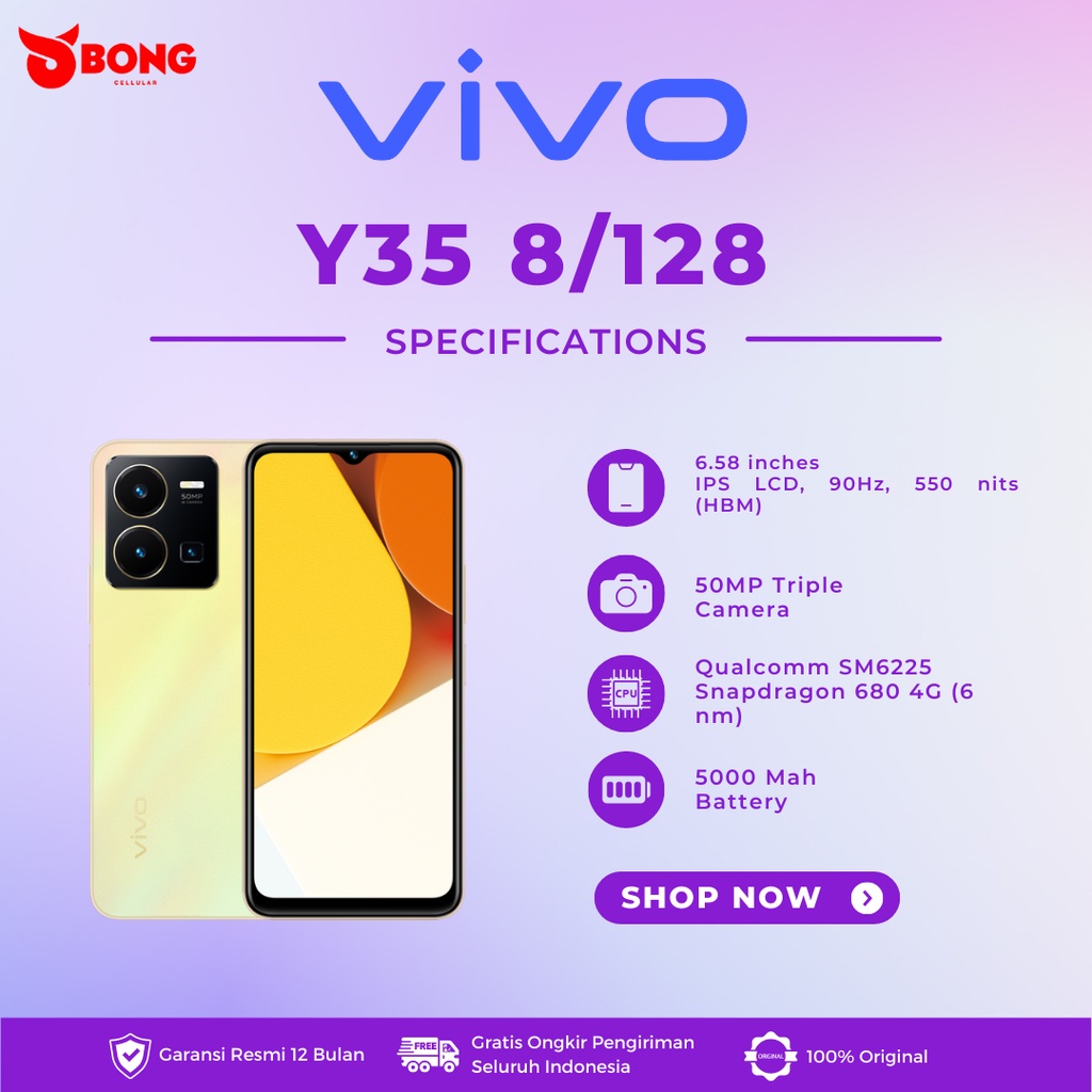 VIVO Y35 8/128GB GARANSI RESMI ORIGINAL