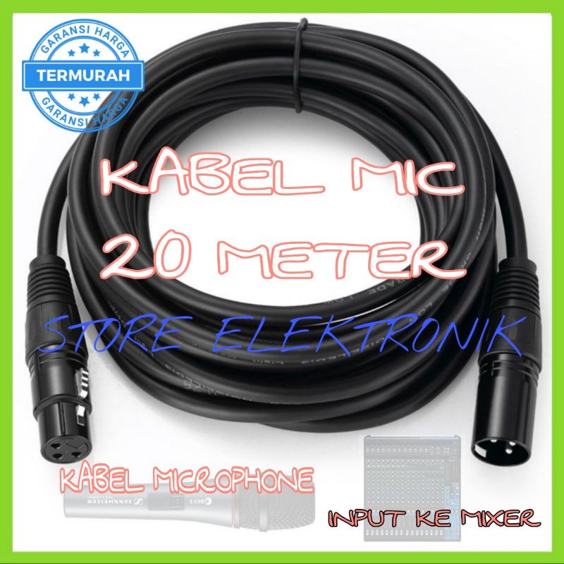 Kabel Mic Original 20 Meter Jack Canon Male To Canon Female Buat Microphone