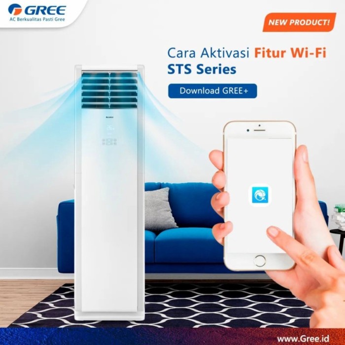 GREE AC Floor Standing 2PK GVC-18STS R32 Wifi Connection 1 Phase