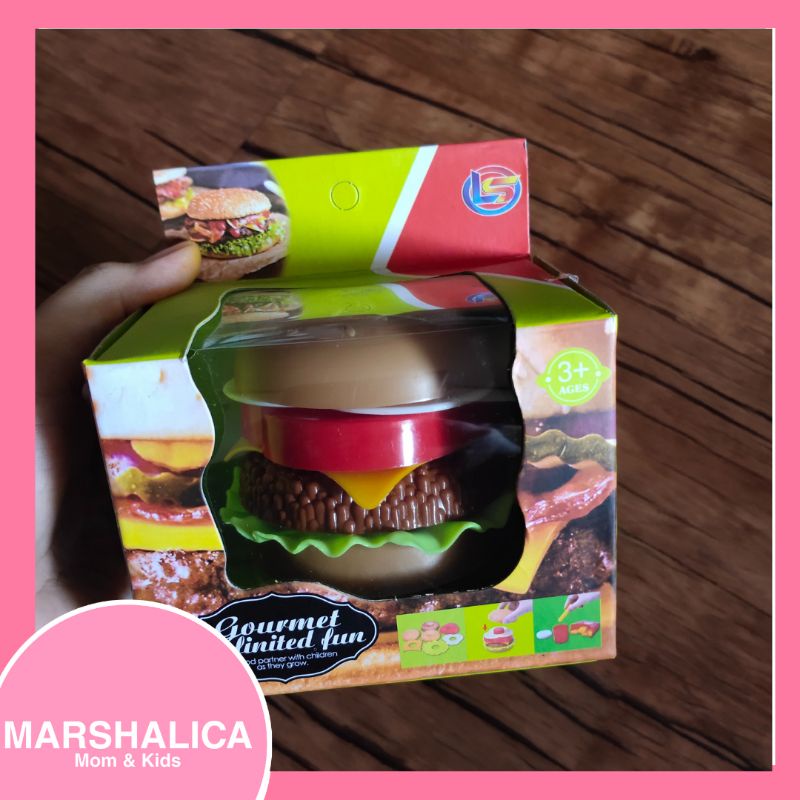 Mainan Burger susun Stacking cup gourmet hotdog